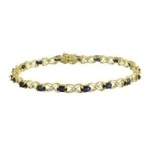  0.77 CTW Diamond and Sapphire Bracelet 10K Yellow Gold 