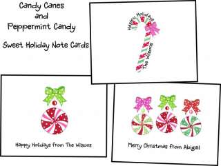 Personalized Candy Cane Peppermint Candy Note Cards  