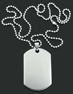   Personalized Stainless Steel Dog Tag Pendant + 30 Bead Chain Set Hip