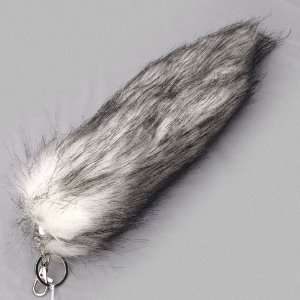  White with Black Faux Fox Tail Keychain 12 Everything 