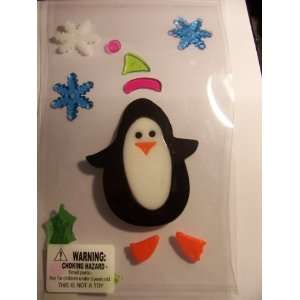  Holiday Gel Clings ~ Dancing Penguin & Snowflakes Toys 