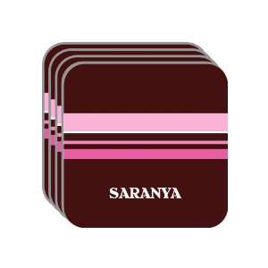 Personal Name Gift   SARANYA Set of 4 Mini Mousepad Coasters (pink 
