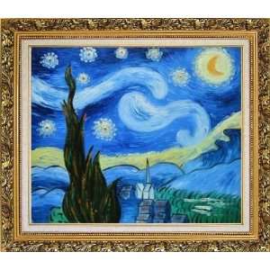  Night, Van Gogh Reproduction Oil Painting, with Ornate Antique Dark 