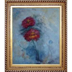   Background Oil Painting, with Exquisite Dark Gold Wood Frame 30.5 x 26