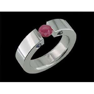  Sapphica   size 10.25 Titanium Ring with Tension Set Ruby 