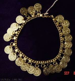GOLD TONE COIN BELLY DANCE WRIST BRACELET INDIA Chain  