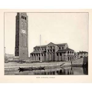  1905 Print San Donato Val di Como Italy Clock Belfry Bell 
