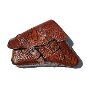   Sportster Brown Alligator Design Leather Saddle Bag 