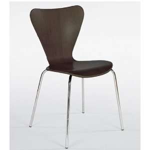 Tessa Stacking Chair Set of 4 (Brown/Black Wenge) (32.25 H x 17 W x 