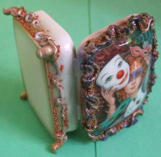 Hand Painted Fedoskino Russian Lacquer Box GIRL WITH MASKS 3D ONE OF 