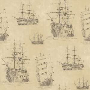  allen + roth Neutral Nautical Ships Wallpaper LW1340644 