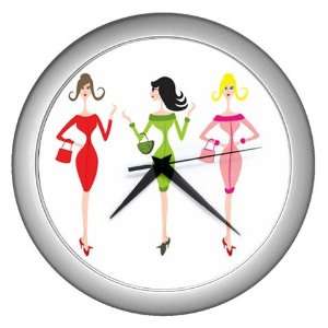  Fashion Divas Silver Wall Clock