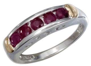 NEW STERLING SILVER PLATINUM GENUINE RUBY RING Sz 7  