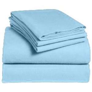  Full Flannel Sheet Set   100% Cotton Light Blue