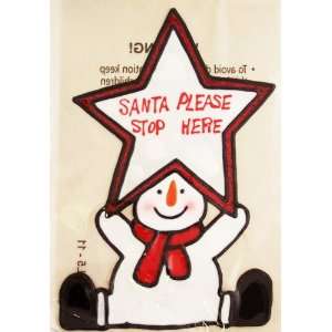   Sticker   30cm Santa Please Stop Here Snowman Design 