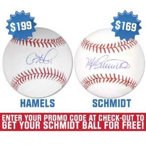  Cole Hamels Autographed Baseball with FREE Mike Schmidt 