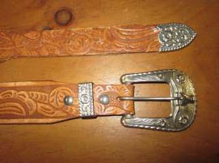 Vintage tooled brown leather western ranger belt size 30  