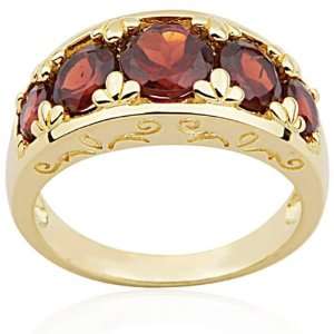    18k Gold Over Sterling Silver and Garnet Fashion Ring Jewelry