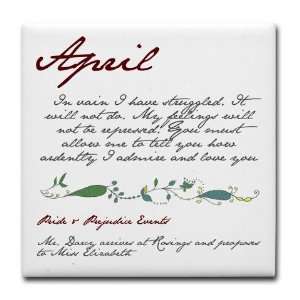    April Jane austen Tile Coaster by  Kitchen 