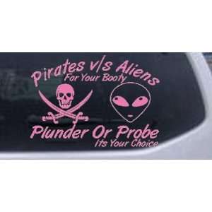 8in X 5.7in Pink    Pirates Verses Aliens Funny Car Window Wall Laptop 