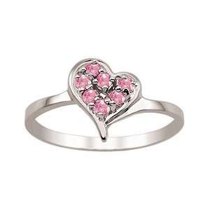  Pink Tourmaline Heart Birthstone Ring Jewelry