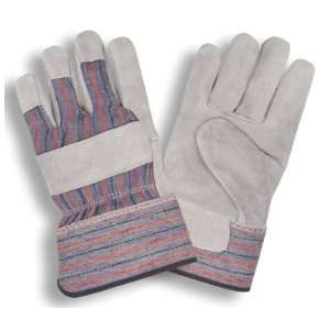 Striped Canvas, Leather Palm , Safety Cuff Gloves (QTY/12)  