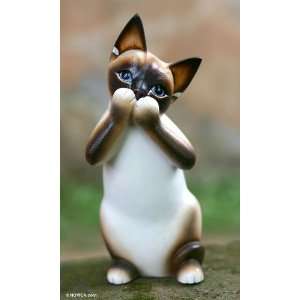   Wood statuette, Speak No Evil Siamese Cat