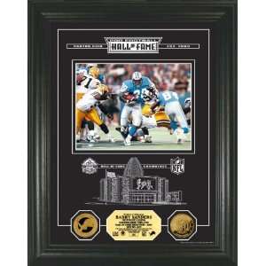  Barry Sanders HOF Archival Etched Glass 24kt Gold Coin 
