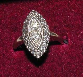  Vintage 14 Karat White Gold Double Diamond Ladies Ring Marked RJC