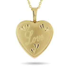 Love Gold Vermeil Heart Photo Locket Length 16 inches (Lengths 16 
