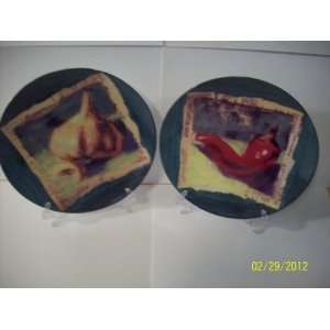  DECORATIVE CERAMIC PLATES **SET OF TWO** WITH DISPLAY 