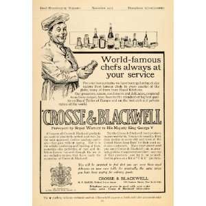  1913 Ad Crosse Blackwell Chef Majesty King George Logo 