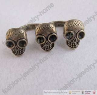 Fashion Cool Skull Design Two Finger Ring Retro Bronze Style HOT 