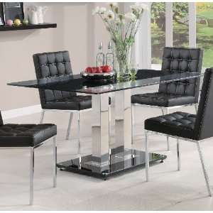  Coaster Rolien Black Dining Table w/ Glass Top