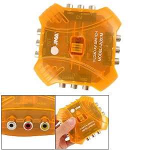   Orange 3 Way Audio Video RCA Switcher Switch Splitter Electronics
