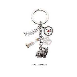  Tabby Cat Standing   5 Charms Keychain   Gift for Cat 