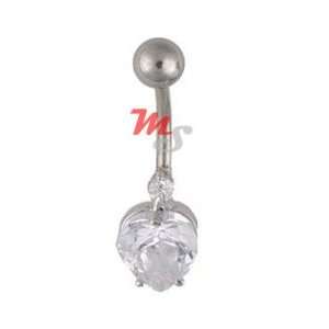  Gem Heart Navel Belly Ring Jeweled teardrop CLEAR New 