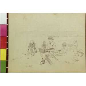   ,Millet,etc,beaches,drawings,Frederick Dielman,1865