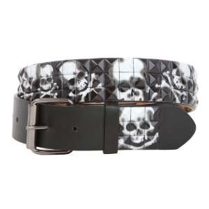   Skull & Cross Bone Printed Punk Rock Studded Belt Size 36 Black