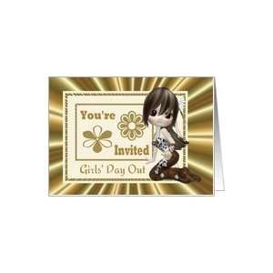  Girls Day Out Invitation Girl With Jewelry Gold Digital 