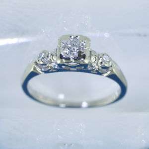14K White Gold Diamond Antique ring  
