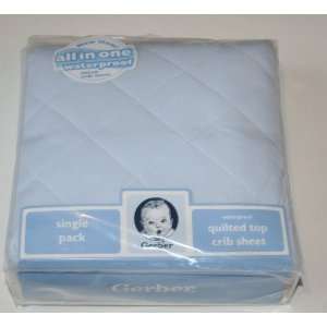  Gerber Quilted Waterproof Crib Sheet   Powder Blue Baby