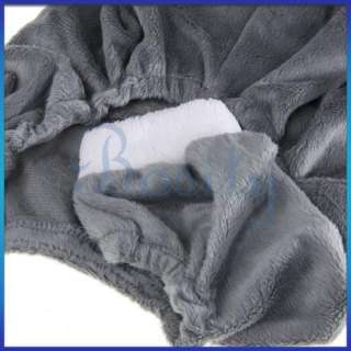 Grey PLUSH PET DOG HOODIE RABBIT COAT CLOTHES APPAREL L  