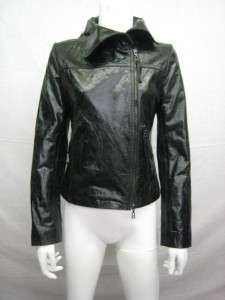 DOMA DISTRESSED LEATHER BLACK MOTORCYCLE JACKET *S  