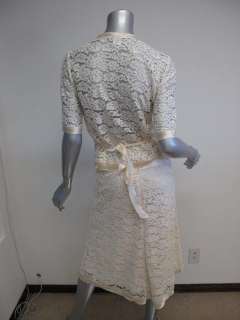 Rebecca Taylor Off White Lace Sheer Wrap Top/A Line Skirt Set 8/4 