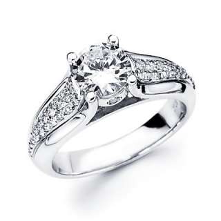 18k White Gold Round Diamond Engagement Ring Semi Mount  