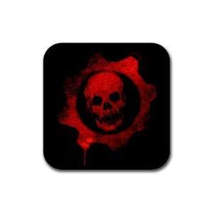   Rubber Square Bar Coasters Gears Of War Red Skull 