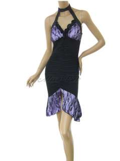 Black Purple Halter Mermaid Women Skinny Cocktail Prom Dresses 00145 