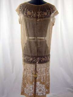 Magnificent Edwardian Antique 1910 1920s Flapper Embroidered Net Lace 