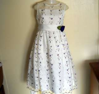 JellyBean Jr Plus Size White Dress W/Purple Flower NEW  